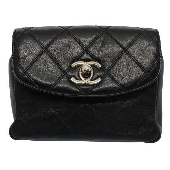 CHANEL Bicolole Chain Waist bag Lamb Skin Black CC Auth ar10853B - Picture 13 of 16